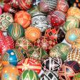 Photo of colorfully decorated eggs