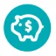 Icon of a piggy bank and a dollar sign on the pig