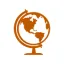 Tabletop globe with North and South Americas centered in burnt orange