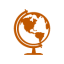Tabletop globe with North and South Americas centered in burnt orange
