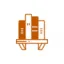 Icon in burnt orange with multiple books on a shelf