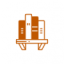 Icon in burnt orange with multiple books on a shelf